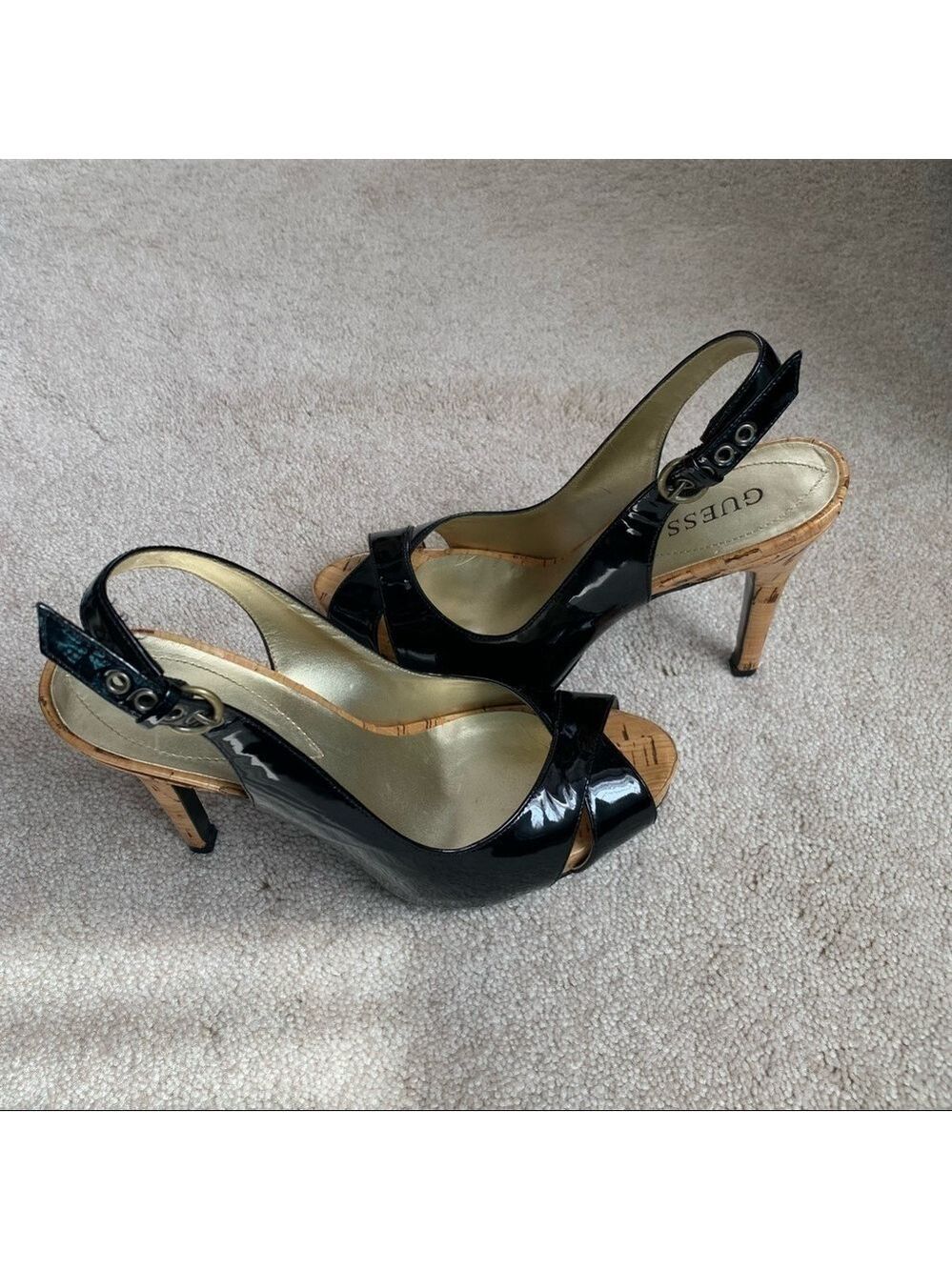 Guess Patton Leather Open Toe Hi-Heel Sandals